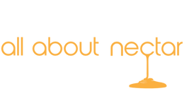Logo with 'all about nectar' text and a stylized glass on a white background